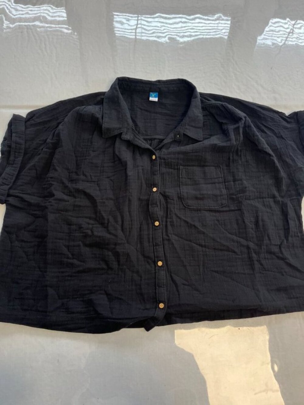Old Navy Black Gauze Dolman Sleeve Button Front Blouse Large NWT - Picture 5 of 12